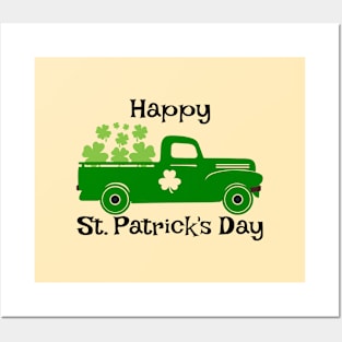 Happy st Patrick's day truck Four leaf clover irish Posters and Art